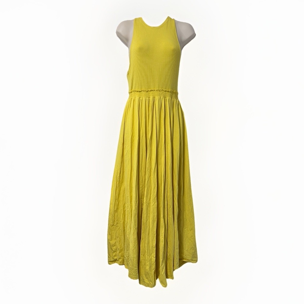 Daily Practice Anthropologie Jump-High Cut Out Maxi Dress Yellow Sz S Summer